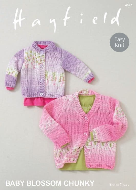 Hayfield Babies/Girls Cardigans Knitting Pattern in Blossom Chunky 4677P PDF DOWNLOAD