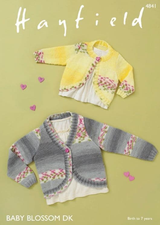 Hayfield Babies/Girls Cardigans Knitting Pattern in Blossom DK 4841P PDF DOWNLOAD