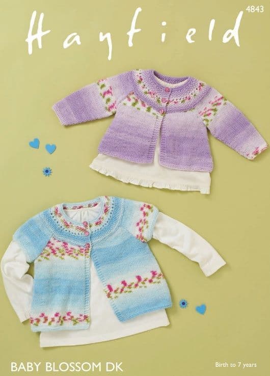 Hayfield Babies/Girls Cardigans Knitting Pattern in Blossom DK 4843P PDF DOWNLOAD
