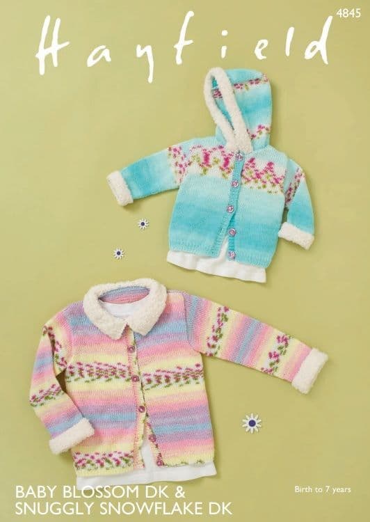 Hayfield Babies/Girls Jackets Knitting Pattern in Blossom & Snowflake DK 4845P PDF DOWNLOAD