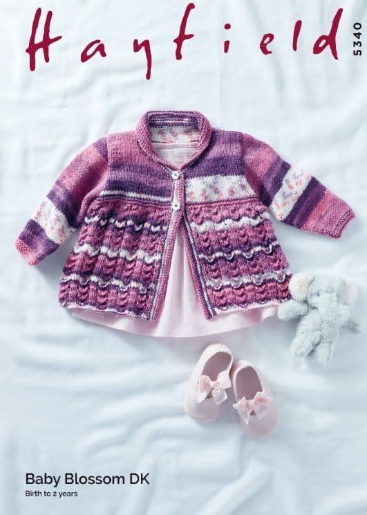 Hayfield Babies Matinee Coat Knitting Pattern in Blossom DK 5340P PDF DOWNLOAD
