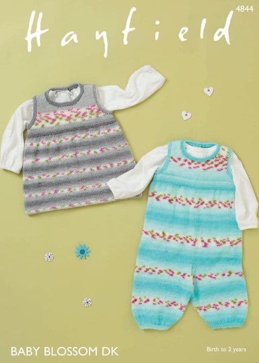 Hayfield Babies Pinafore & Dungarees Knitting Pattern in Blossom DK 4844P PDF DOWNLOAD