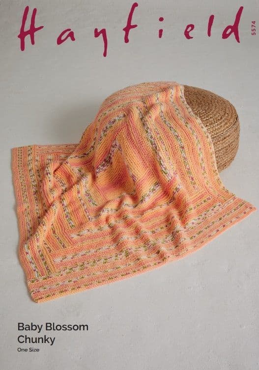 Hayfield Baby Blanket Knitting Pattern in Blossom Chunky 5574P PDF DOWNLOAD