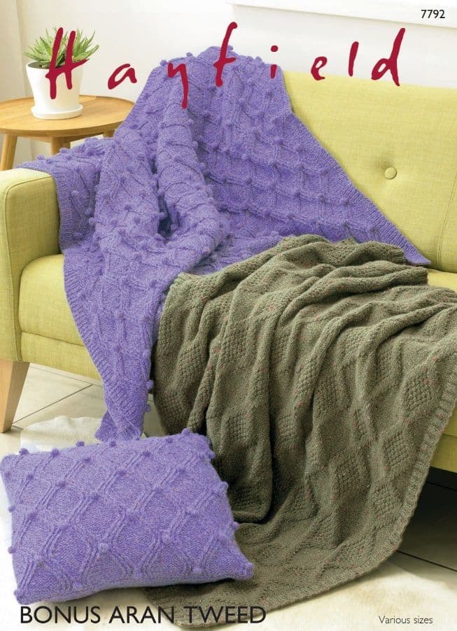 Hayfield Blanket Knitting pattern in Bonus Aran Tweed 7792P PDF DOWNLOAD