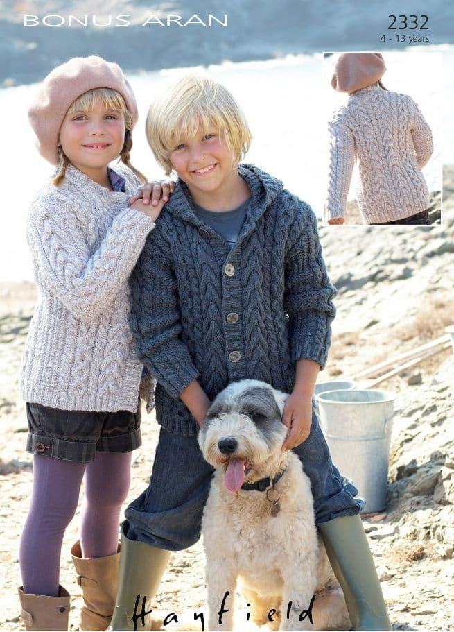 Hayfield Children's Jacket & Hoodie Knitting Pattern in Bonus Aran 2332P PDF DOWNLOAD