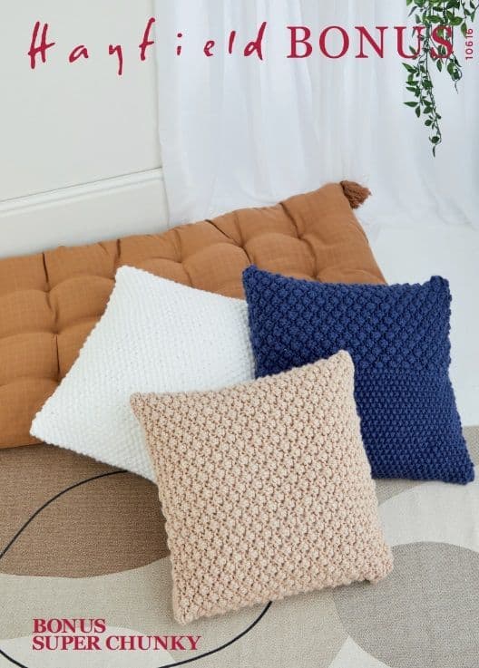 Hayfield Cushion Covers Knitting Pattern in Bonus Super Chunky 10616P PDF DOWNLOAD