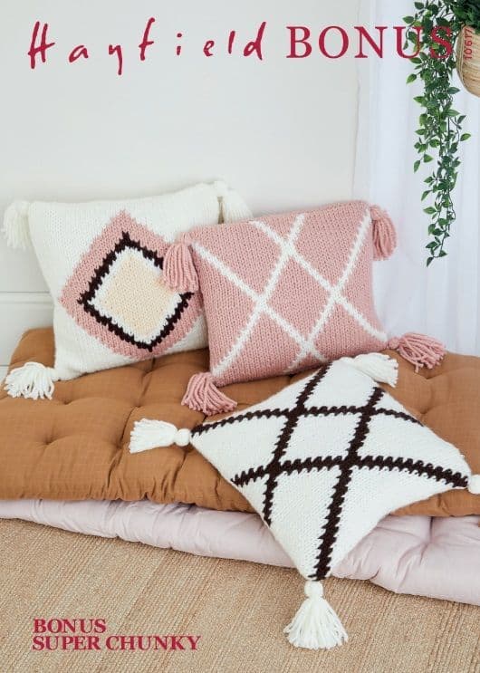 Hayfield Cushion Covers Knitting Pattern in Bonus Super Chunky 10617P PDF DOWNLOAD