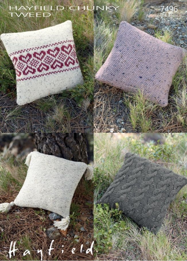 Hayfield Cushion Covers Knitting pattern in Chunky Tweed 7496P PDF DOWNLOAD