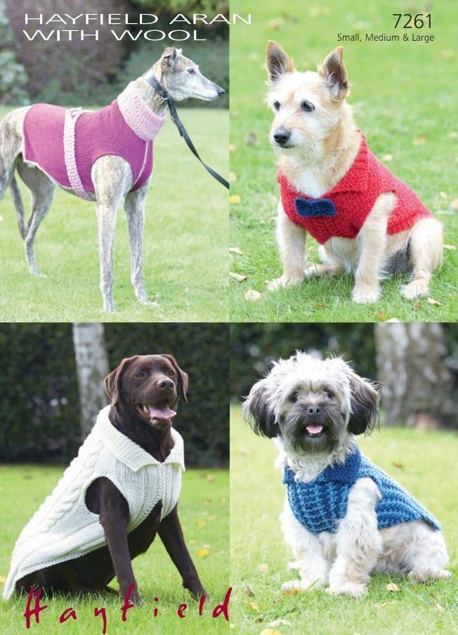 Hayfield Dog Coats Knitting Pattern in Aran with Wool 7261P PDF DOWNLOAD