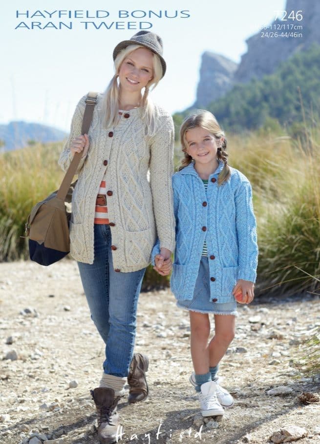 Hayfield Girls/Ladies Cardigan Knitting Pattern in Aran Tweed 7246P PDF DOWNLOAD