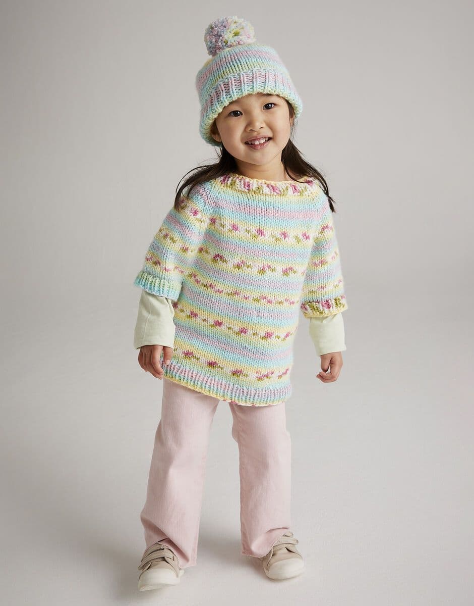 Hayfield Girls Poncho & Hat Knitting Pattern in Blossom Chunky 5570P PDF DOWNLOAD
