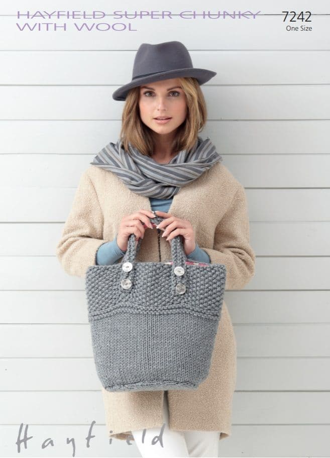 Hayfield Ladies Bag Knitting Pattern in Super Chunky with Wool 7242P PDF DOWNLOAD