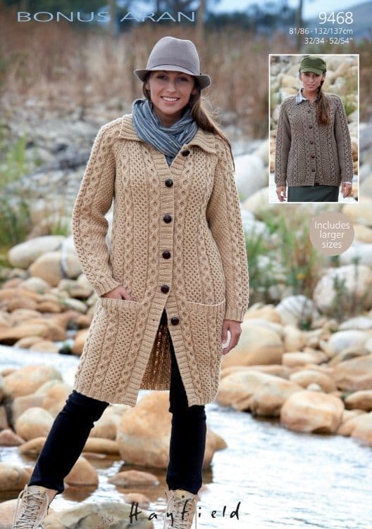 Hayfield Ladies Cardigan & Jacket Knitting Pattern in Bonus Aran 9468P PDF DOWNLOAD