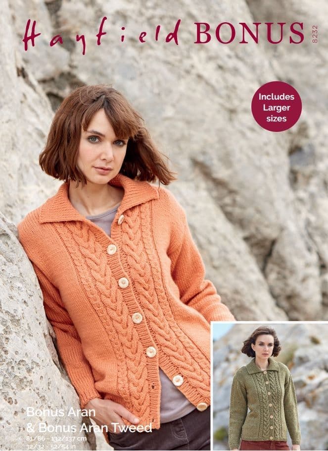 Hayfield Ladies Cardigan Knitting Pattern in Aran Tweed 8232P PDF DOWNLOAD