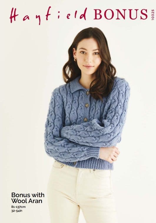 Hayfield Ladies Cardigan Knitting Pattern in Bonus Aran 10325P PDF DOWNLOAD