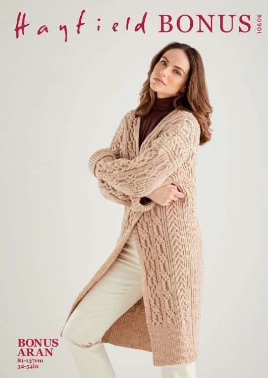 Hayfield Ladies Cardigan Knitting Pattern in Bonus Aran 10606P PDF DOWNLOAD