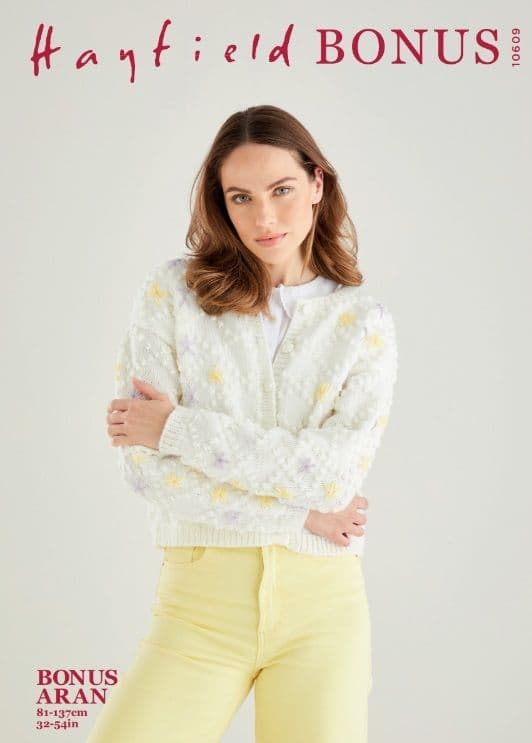 Hayfield Ladies Cardigan Knitting Pattern in Bonus Aran 10609P PDF DOWNLOAD