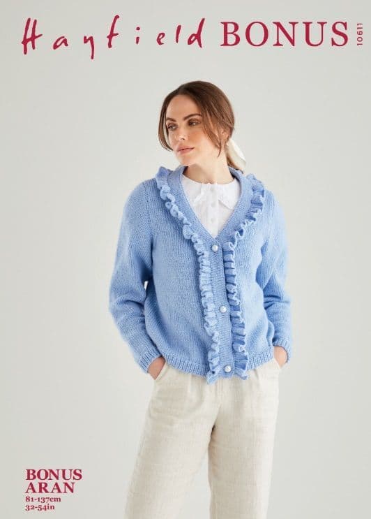 Hayfield Ladies Cardigan Knitting Pattern in Bonus Aran 10611P PDF DOWNLOAD