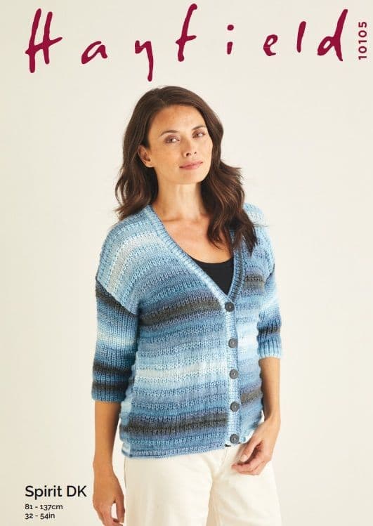 Hayfield Ladies Cardigan Knitting Pattern in Spirit DK 10105P PDF DOWNLOAD