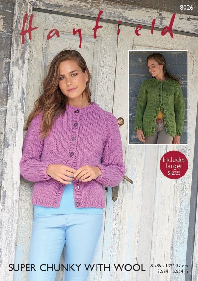 Hayfield Ladies Cardigan Knitting Pattern in Super Chunky with Wool 8026P PDF DOWNLOAD