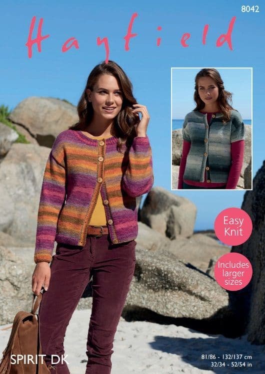 Hayfield Ladies Cardigans Knitting Pattern in Spirit DK 8042P PDF DOWNLOAD