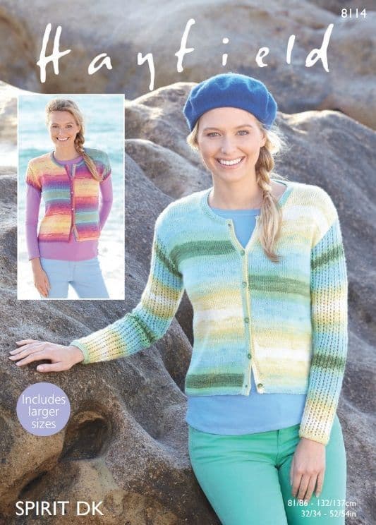 Hayfield Ladies Cardigans Knitting Pattern in Spirit DK 8114P PDF DOWNLOAD