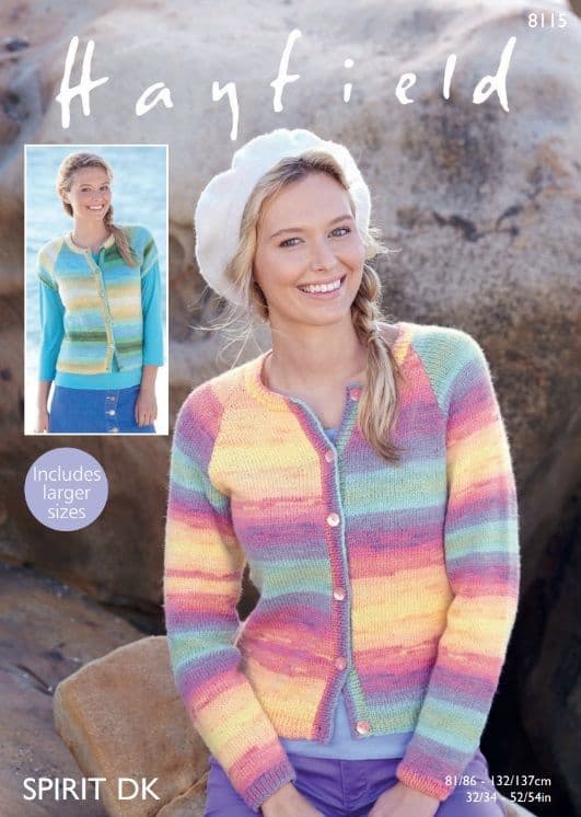 Hayfield Ladies Cardigans Knitting Pattern in Spirit DK 8115P PDF DOWNLOAD
