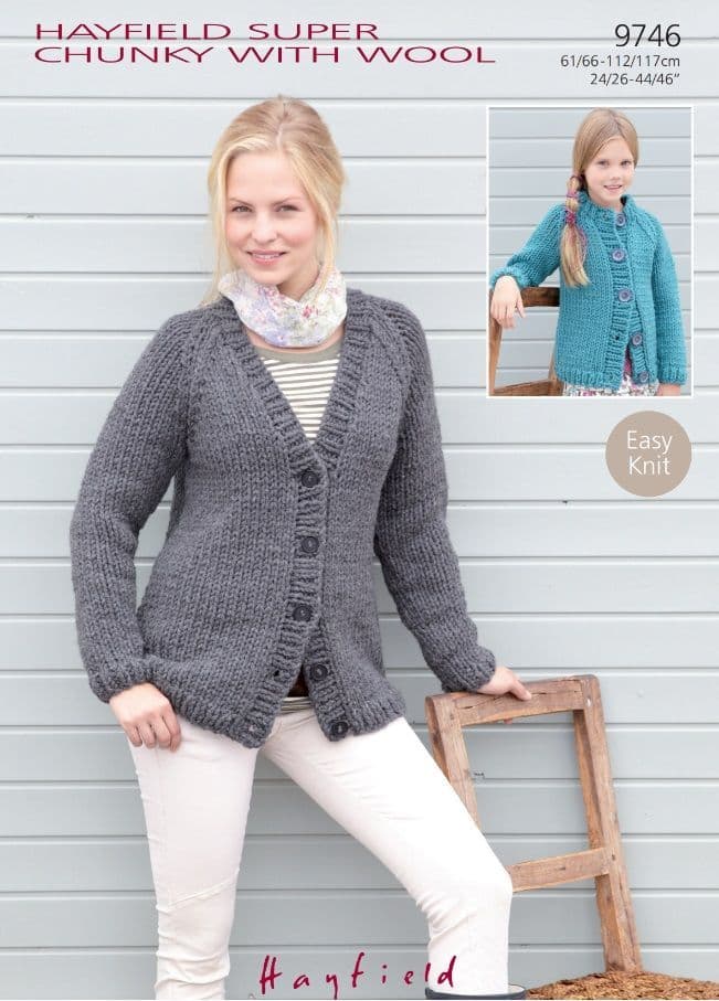 Hayfield Ladies Cardigans Knitting Pattern in Super Chunky with Wool 9746P PDF DOWNLOAD