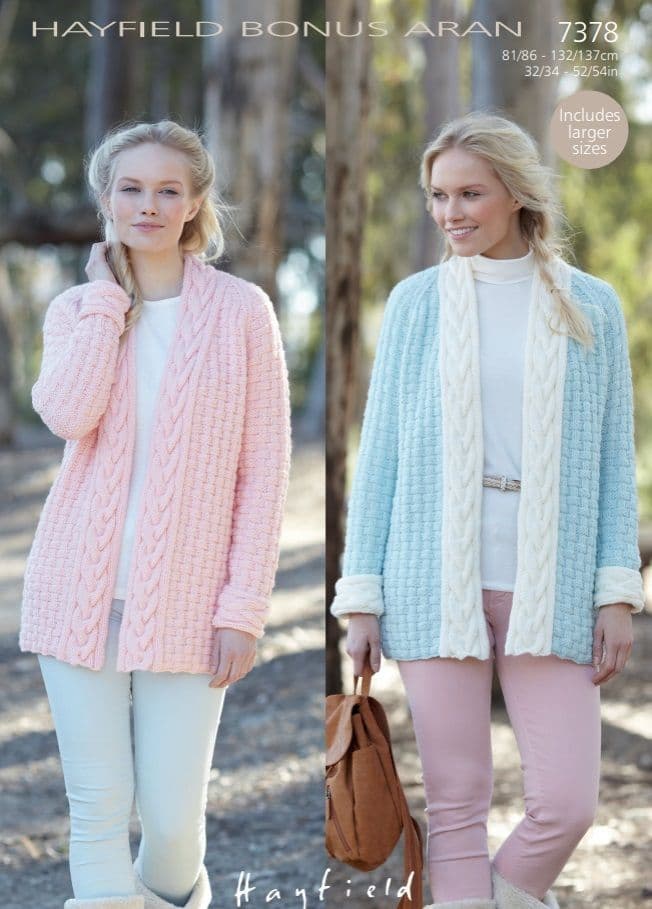 Hayfield Ladies Coat Knitting Pattern in Bonus Aran 7378P PDF DOWNLOAD