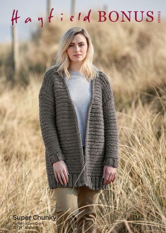 Hayfield Ladies Coatigan Knitting Pattern in Bonus Super Chunky 10002P PDF DOWNLOAD