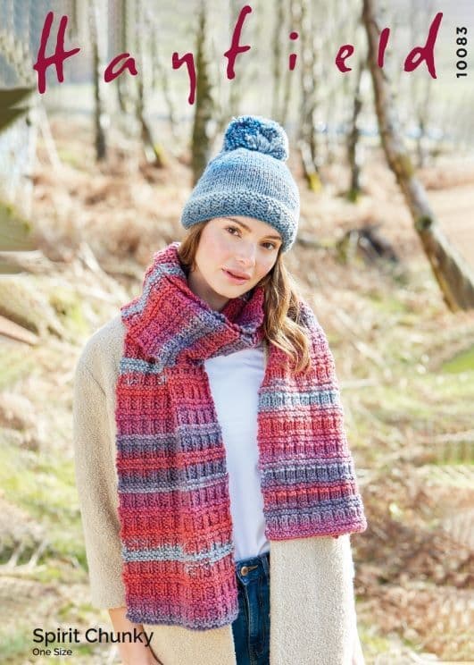 Hayfield Ladies Hat & Scarf Knitting Pattern in Spirit Chunky 10083P PDF DOWNLOAD