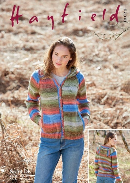 Hayfield Ladies Hooded Cardigan Knitting Pattern in Spirit DK 10032P PDF DOWNLOAD