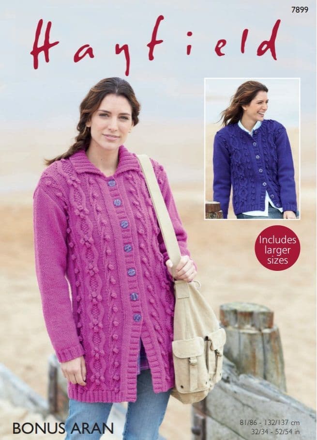 Hayfield Ladies Jacket & Cardigan Knitting Pattern in Bonus Aran 7899P PDF DOWNLOAD