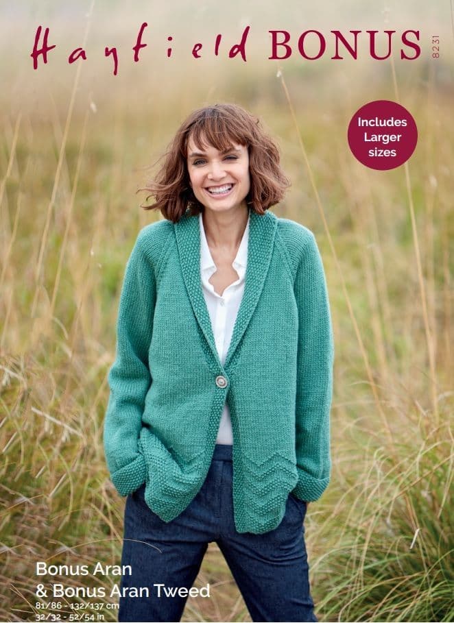 Hayfield Ladies Jacket Knitting Pattern in Aran Tweed 8231P PDF DOWNLOAD