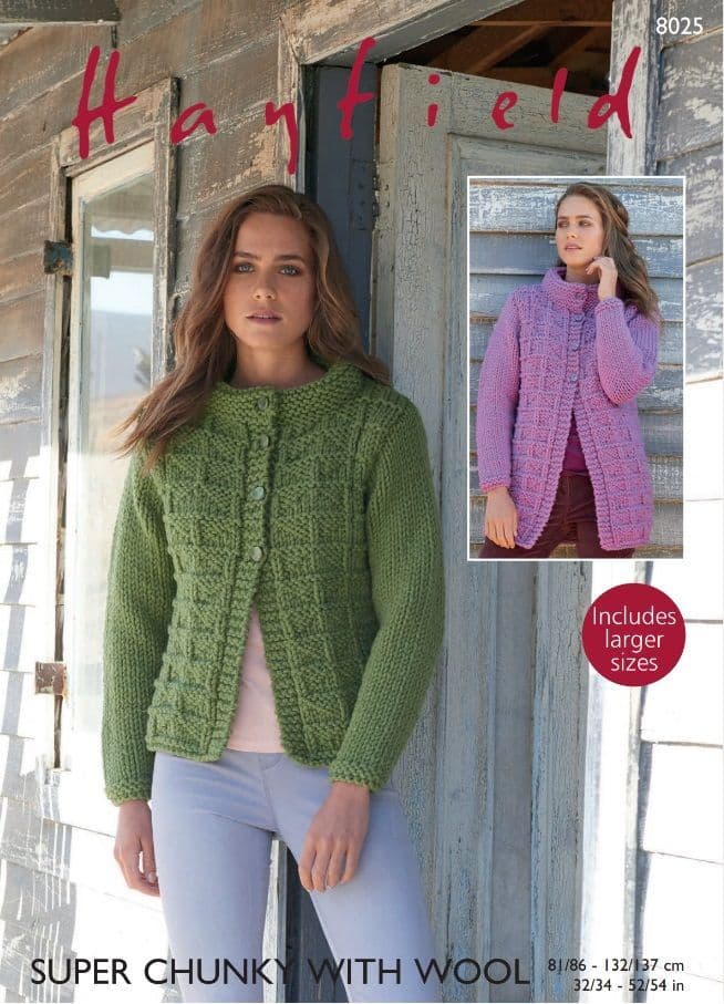 Hayfield Ladies Jacket Knitting Pattern in Super Chunky with Wool 8025P PDF DOWNLOAD