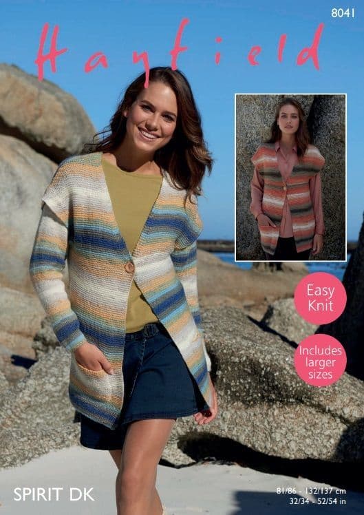 Hayfield Ladies Jacket & Waistcoat Knitting Pattern in Spirit DK 8041P PDF DOWNLOAD