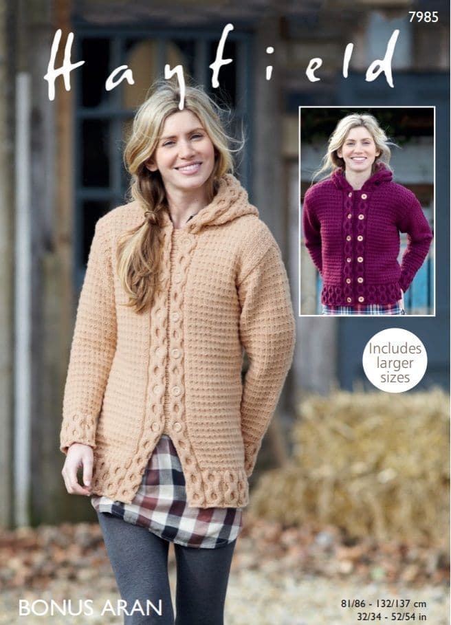 Hayfield Ladies Jackets Knitting Pattern in Bonus Aran 7985P PDF DOWNLOAD