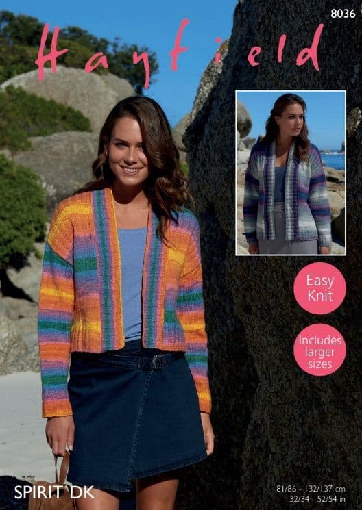 Hayfield Ladies Jackets Knitting Pattern in Spirit DK 8036P PDF DOWNLOAD