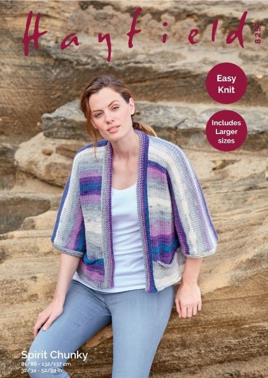 Hayfield Ladies Kimono Jacket Knitting Pattern in Spirit Chunky 8251P PDF DOWNLOAD