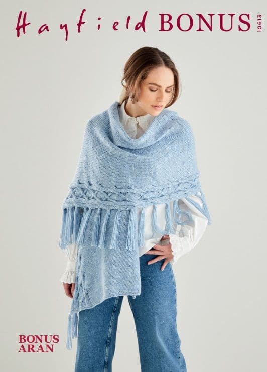 Hayfield Ladies Scarf Knitting Pattern in Bonus Aran 10613P PDF DOWNLOAD