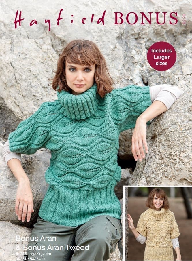 Hayfield Ladies Sweater Knitting Pattern in Aran Tweed 8228P PDF DOWNLOAD