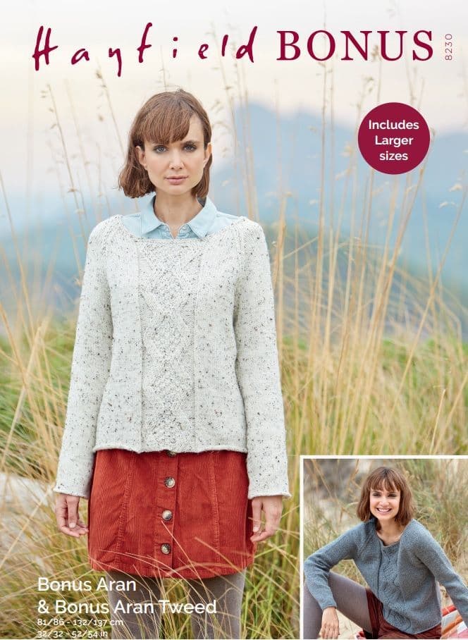 Hayfield Ladies Sweater Knitting Pattern in Aran Tweed 8230P PDF DOWNLOAD
