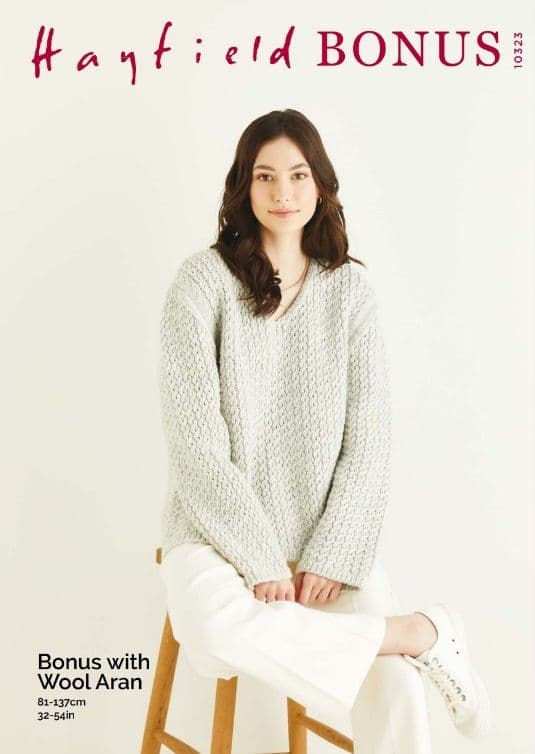 Hayfield Ladies Sweater Knitting Pattern in Bonus Aran 10323P PDF DOWNLOAD