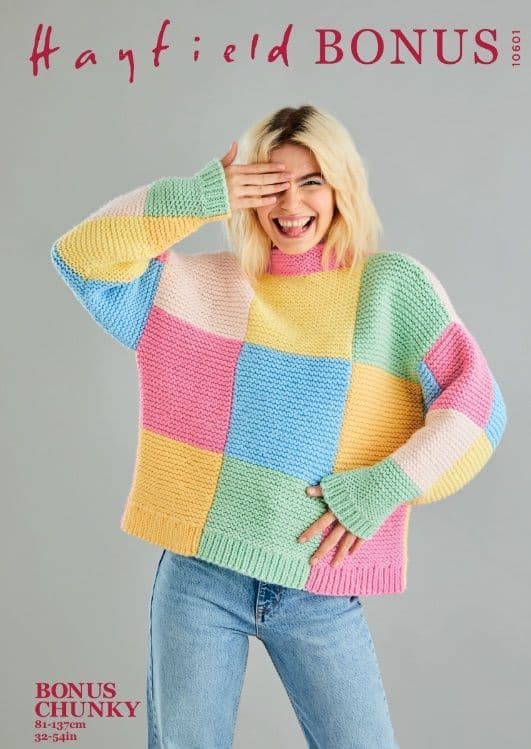 Hayfield Ladies Sweater Knitting Pattern in Bonus Chunky 10601P PDF DOWNLOAD