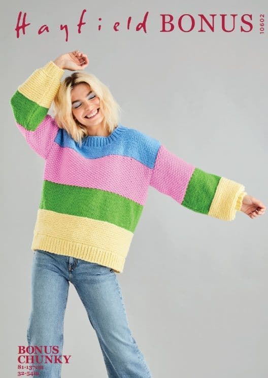 Hayfield Ladies Sweater Knitting Pattern in Bonus Chunky 10602P PDF DOWNLOAD