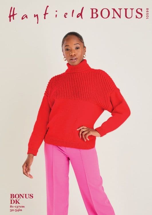 Hayfield Ladies Sweater Knitting Pattern in Bonus DK 10598P PDF DOWNLOAD