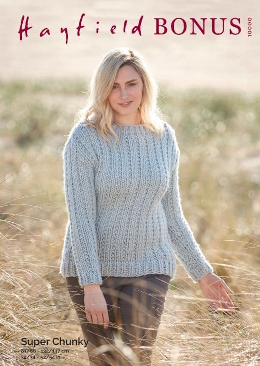Hayfield Ladies Sweater Knitting Pattern in Bonus Super Chunky 10000P PDF DOWNLOAD