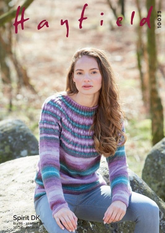Hayfield Ladies Sweater Knitting Pattern in Spirit DK 10033P PDF DOWNLOAD