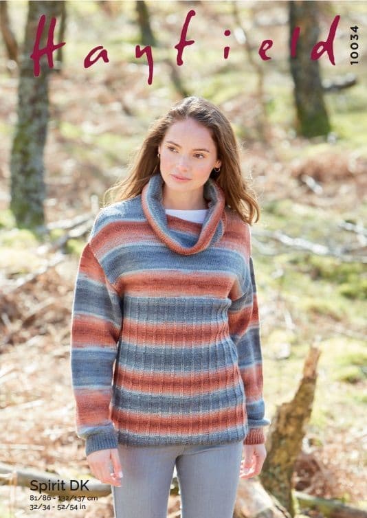 Hayfield Ladies Sweater Knitting Pattern in Spirit DK 10034P PDF DOWNLOAD