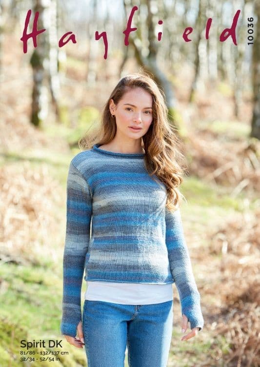 Hayfield Ladies Sweater Knitting Pattern in Spirit DK 10036P PDF DOWNLOAD